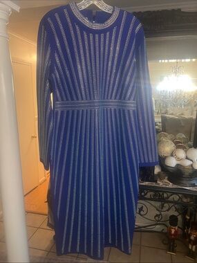 Diana Couture Dress Royal Blue Sequins Size 12